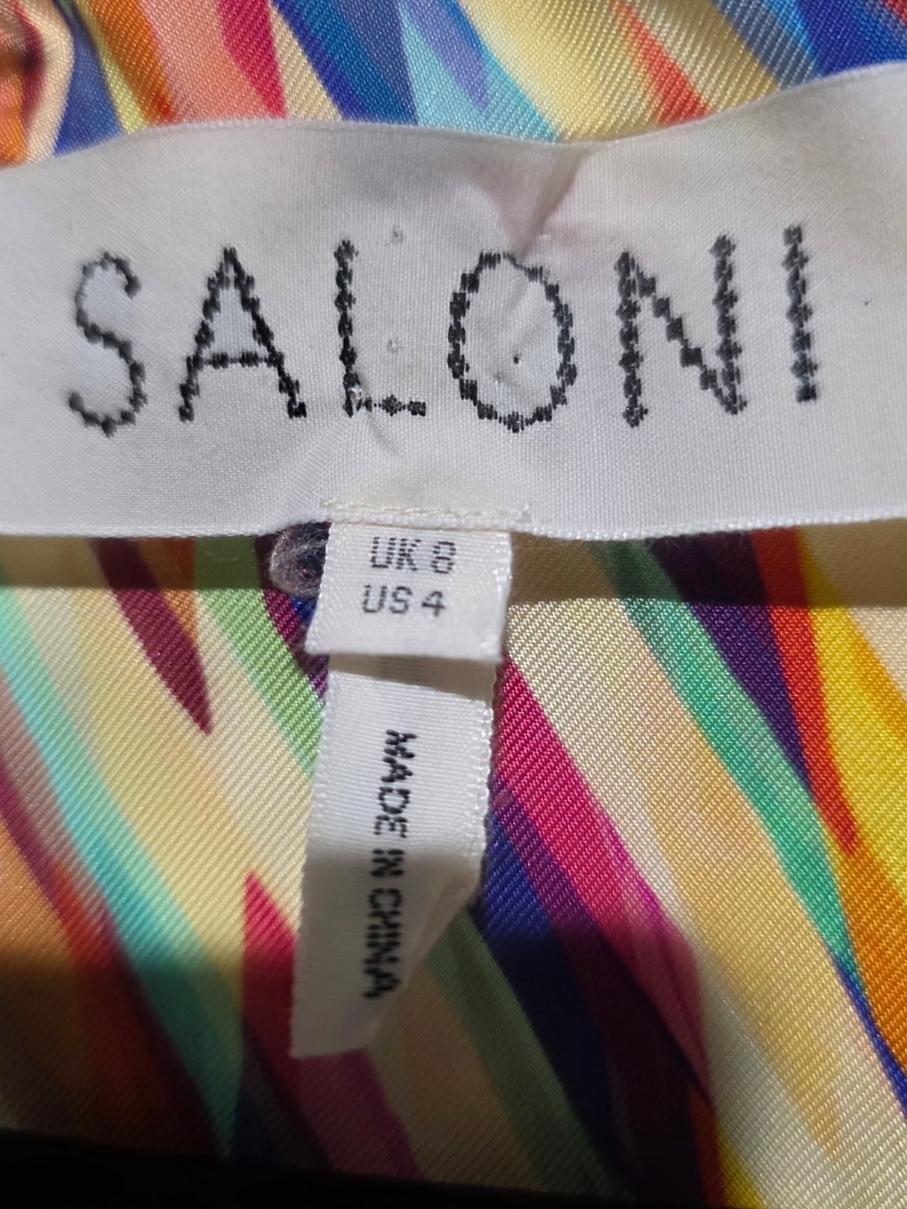Saloni Jas Multicolor Diagonal Stripe Ruffle Dress - Picture 4 of 4